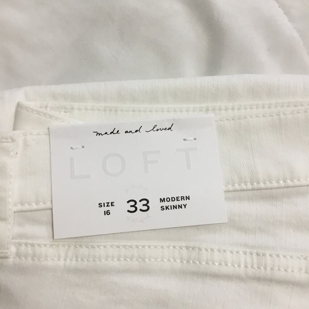 LOFT White Modern Frayed Skinny Ankle Jeans - Picture 3 of 3